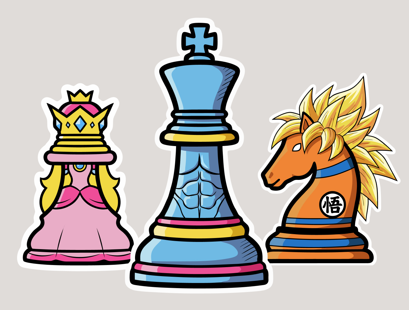 Custom Lichess theme chess pieces — themed king, queen, and knight